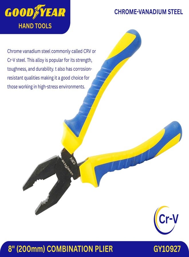 Goodyear Combination Plier, Pliers For Home, Plier Tool, Combination Pliers 8 Inch, 8" Combination Plier, Plas tool, Cutting plier, Heavy duty with double colour grip, Multipurpose hand tool - Image 2